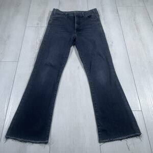 Mother The Hustler Ankle Frayed Hem Encounters at Night 28 Black Jeans